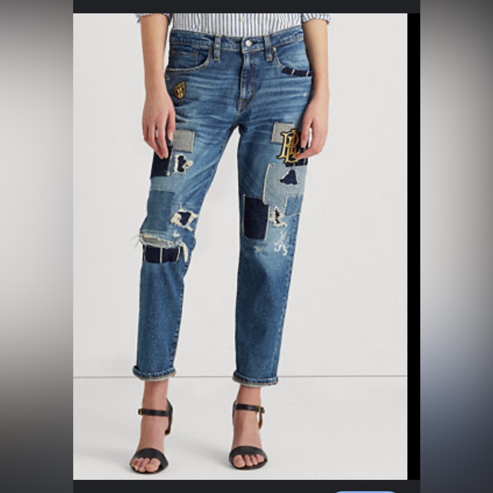 Lauren Ralph Lauren Rolled Cuff Patchwork Jeans